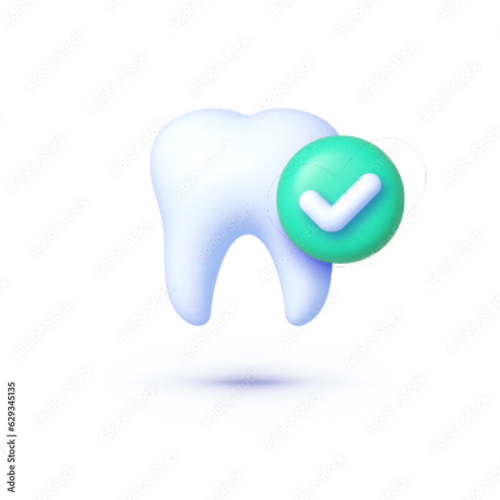 Tooth check icon in realistic style on white background. Realistic vector illustration Tooth check icon in realistic style on white background. Realistic vector illustration