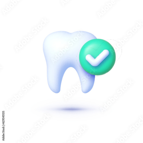 Tooth check icon in realistic style on white background. Realistic vector illustration