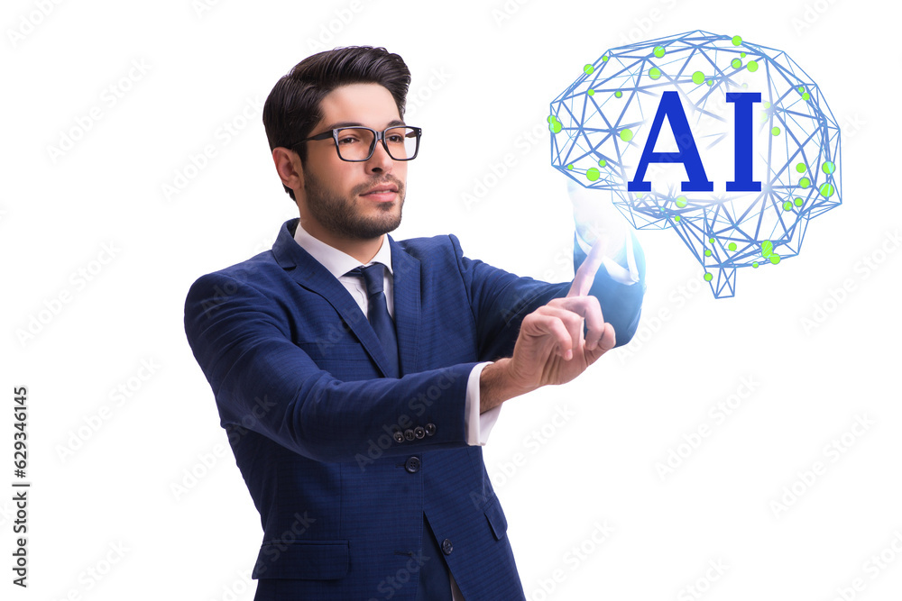 Artificial intelligent concept with businessman Artificial intelligent concept with businessman