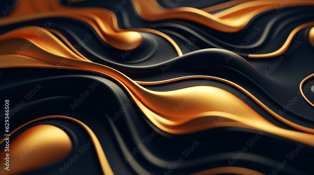 luxury abstract background with gold and black waves. Generative Ai. luxury abstract background with gold and black waves. Generative Ai.