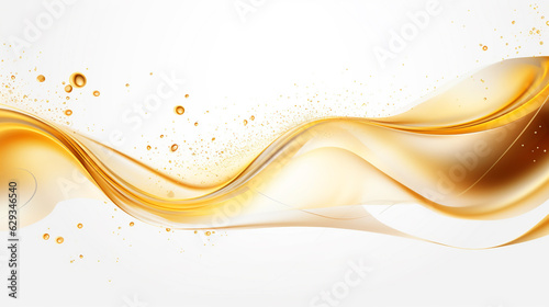 abstract background golden wave have bubbles on white background. Generative Ai. 