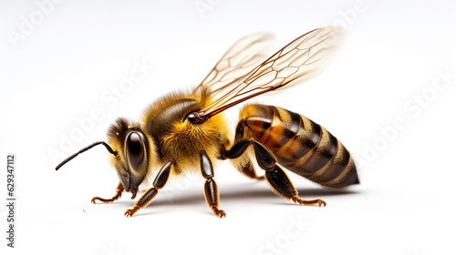 close-up of a bee on a white background. Generative Ai.  © PETR BABKIN