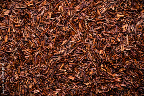 close-up top view of dry rooibos tea