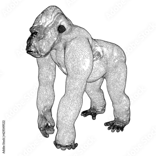 Gorilla Isolated On White Background. An Illustration Of A Gorilla.