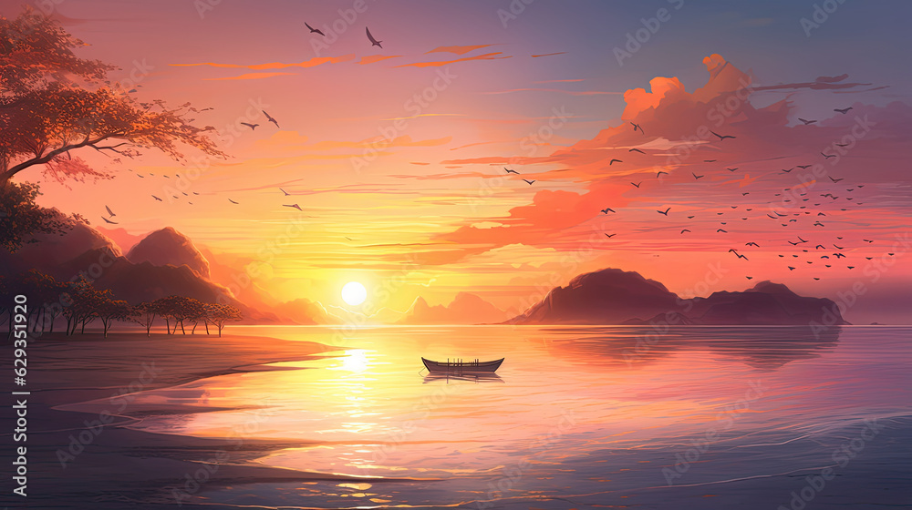 Colorful Sunset Beach Desktop Background