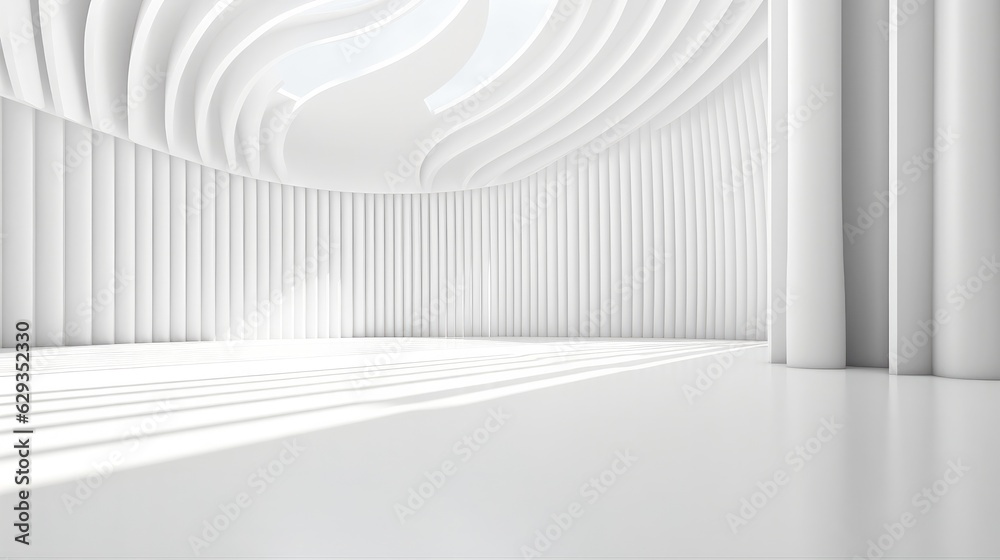 Obraz premium Futuristic empty room, White empty room.