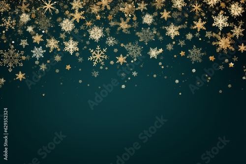 Christmas background with gold and white snowflakes