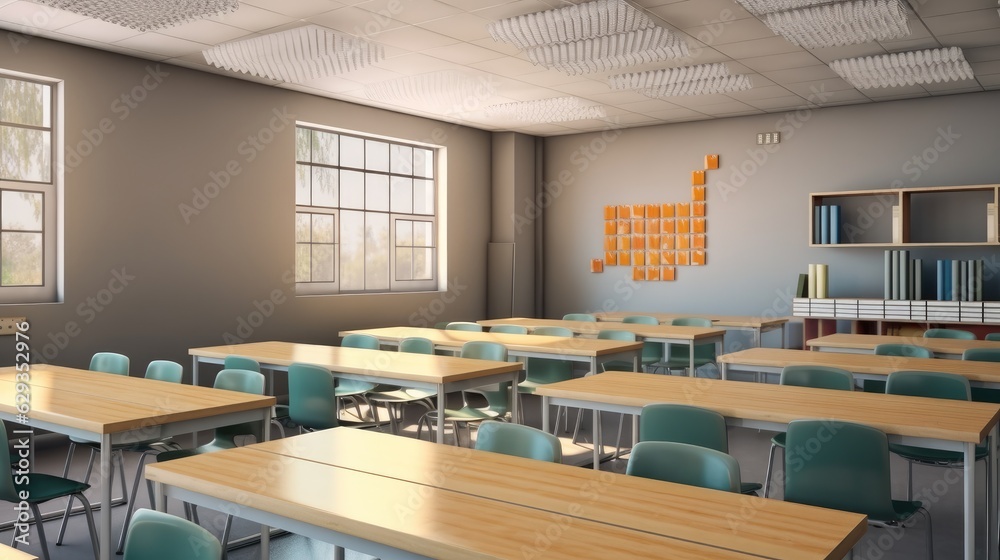Empty classroom, High school classroom. Empty classroom, High school classroom.