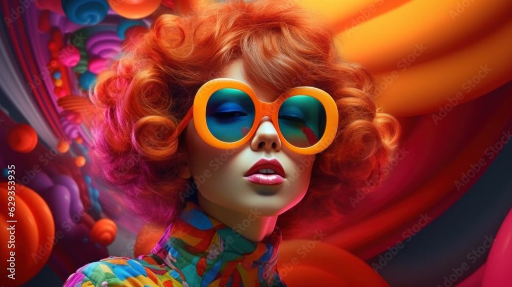 A girl with colorful style wearing sunglasses A girl with colorful style wearing sunglasses