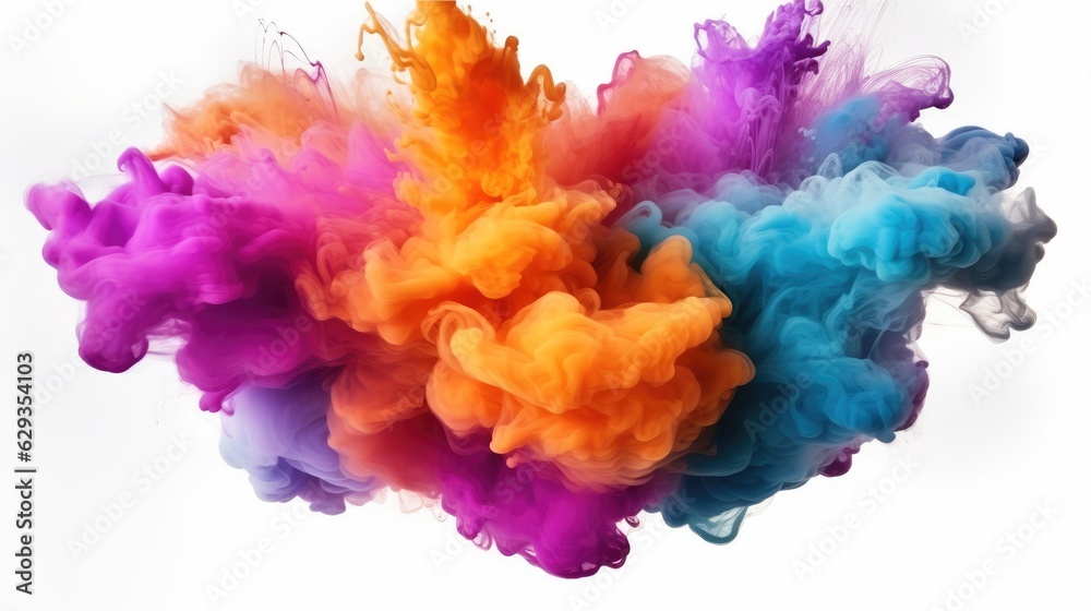 Chaotic multicolor powder explosion.