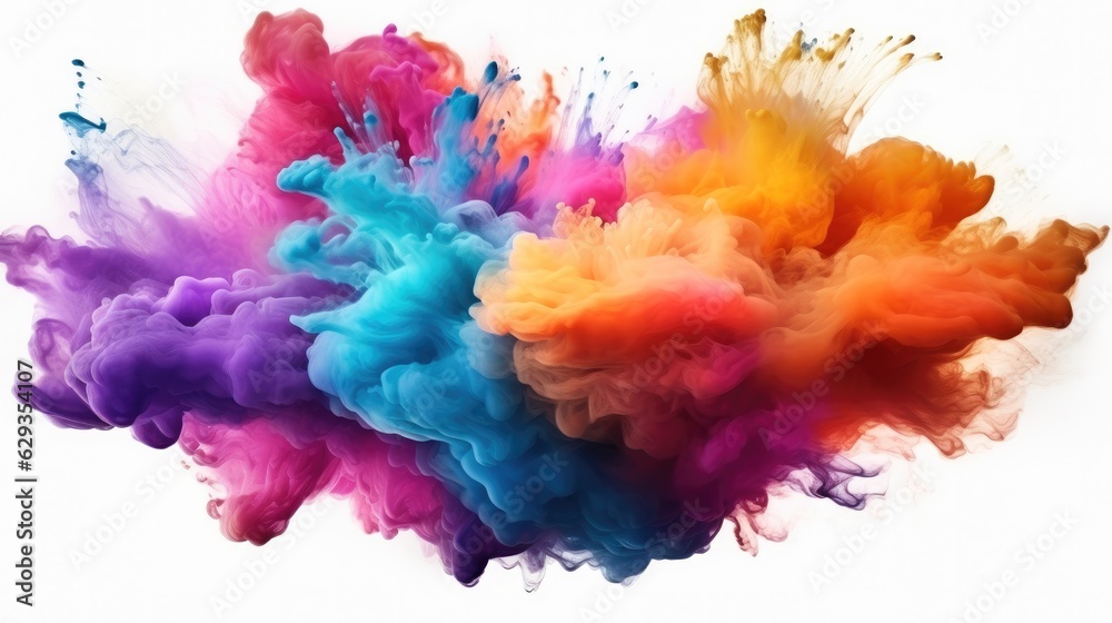Chaotic multicolor powder explosion.