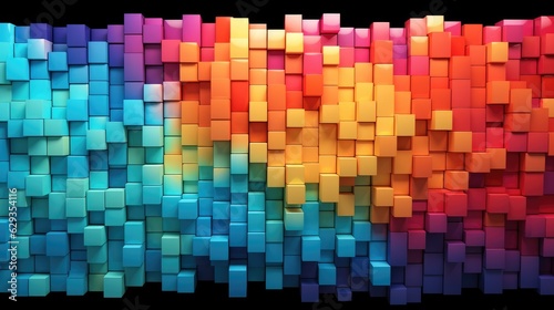 Colorful rainbow vivid mosaic of paper art background, Paper art, 3d rendering. © visoot