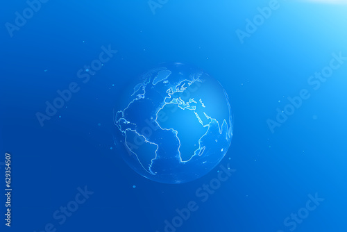 World map blue  web background globe ball simple continent outline design Generative AI