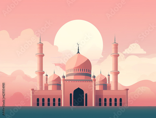 Illustration of muslim mosque with minarets