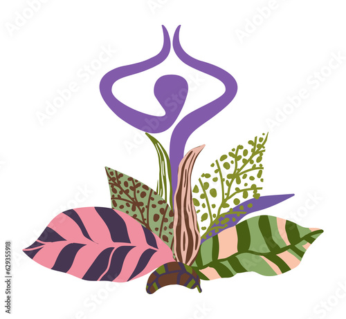 WebComposition on the theme of yoga, healing, mental balance.For fabrics, for printing brochures, posters, parties, vintage textile design, postcards, packaging.