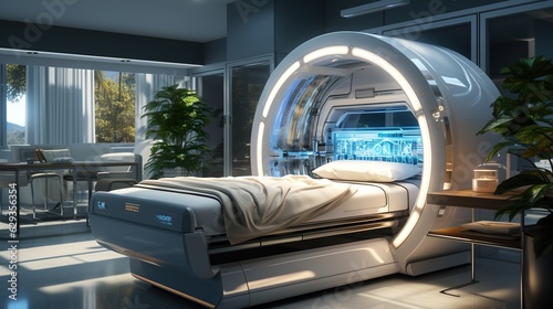 Hospital interior with modern mri machine of the future