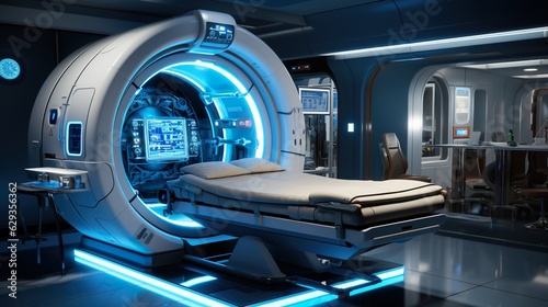 Hospital interior with modern mri machine of the future