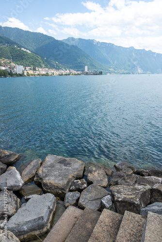 Embankment of town of Montreux  Switzerland