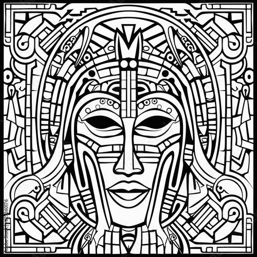 cartoon ancient egyptian pharaoh face mask zentangle