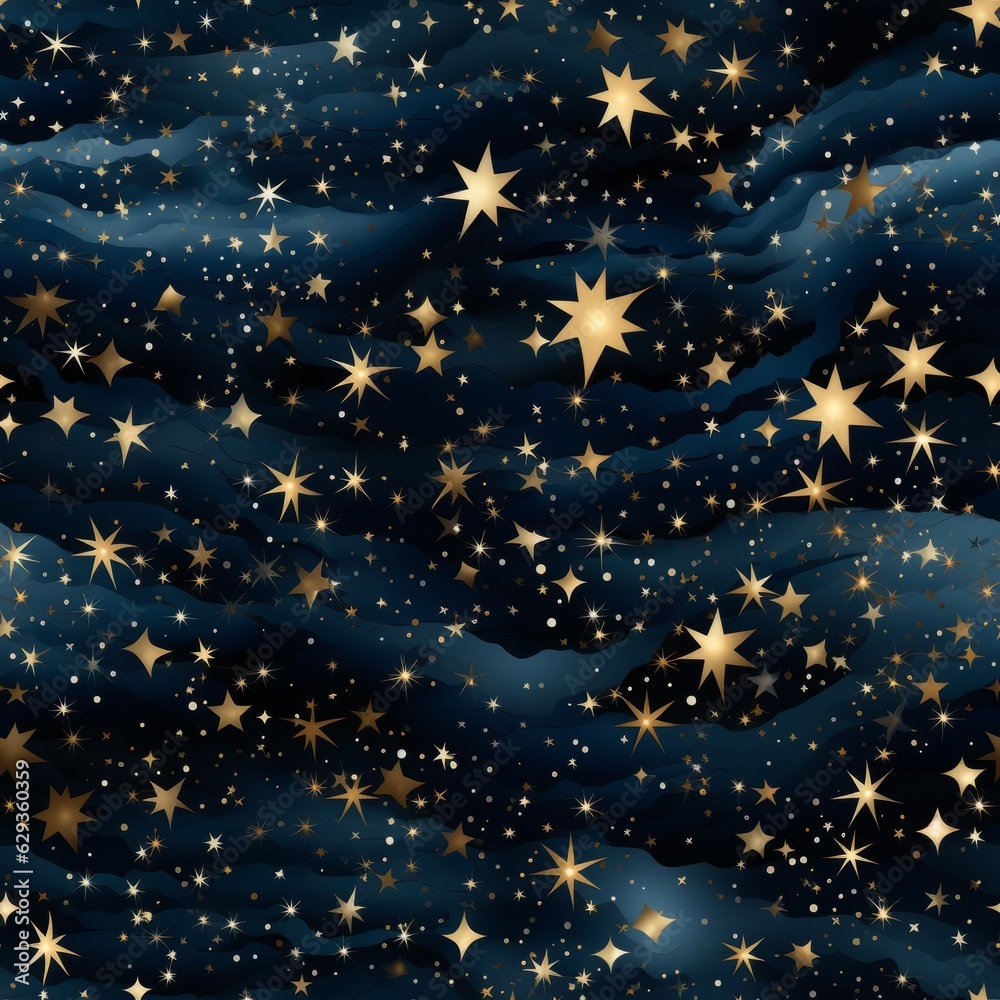 A seamless star pattern in the night sky. Generative AI. A seamless star pattern in the night sky. Generative AI.