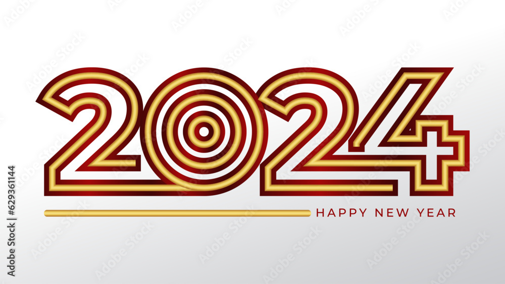 2024 logo or typography design vector with golden line creative concept 2024 logo or typography design vector with golden line creative concept