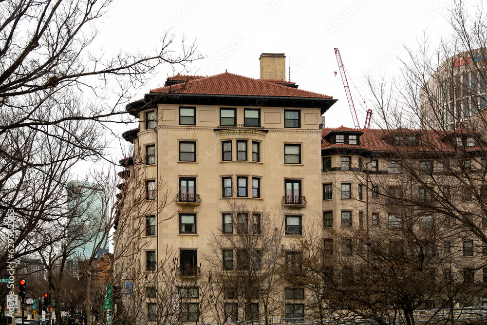 Residential old building, winter 2023, Boston, Massachusetts, USA