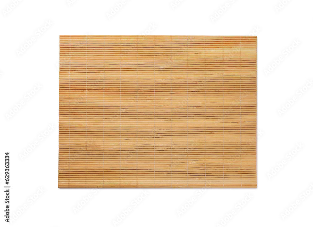 Bamboo mat isolated on white, top view Bamboo mat isolated on white, top view