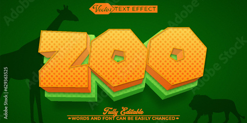 Cartoon Orange Zoo Vector Editable Text Effect Template