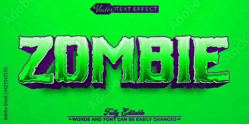 Cartoon Green And Purple Zombie Vector Editable Text Effect Template