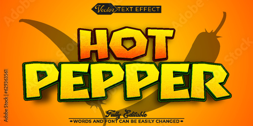 Cartoon Chilli Hot Pepper Vector Editable Text Effect Template