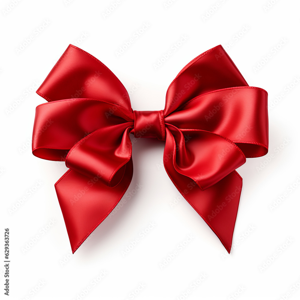 Realistic red party gift bow decoration against a white background Realistic red party gift bow decoration against a white background