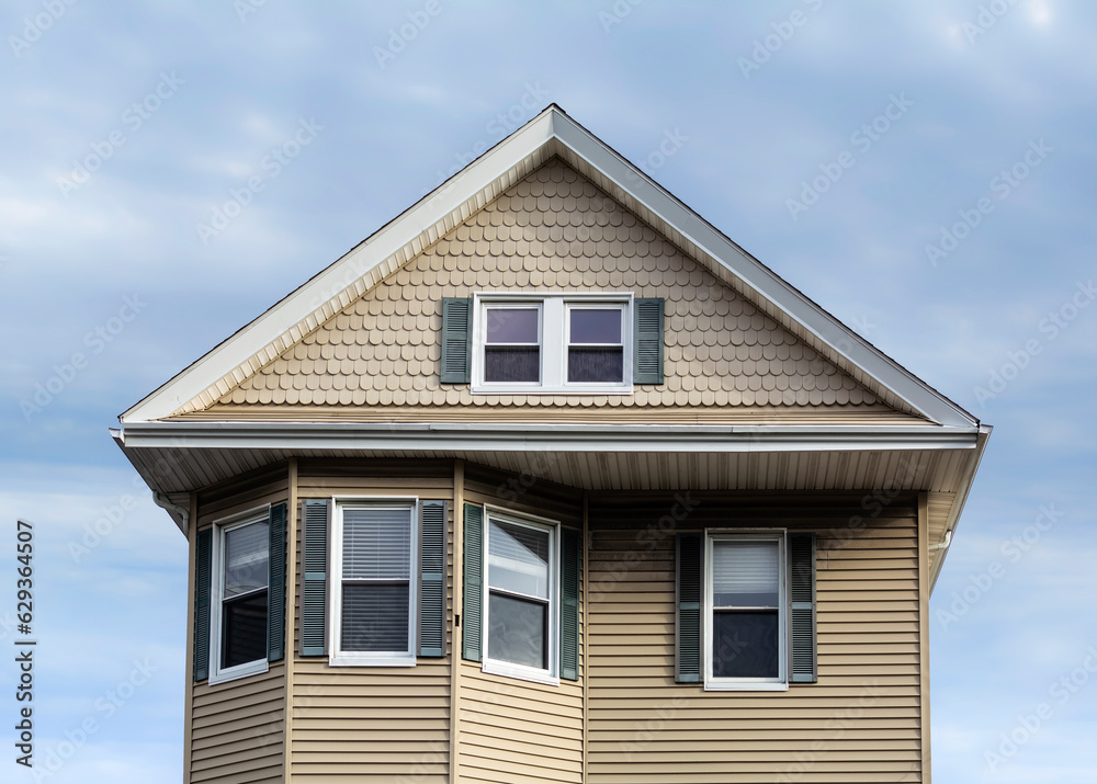 Small single-family house exterior view, Brighton city, Massachusetts, USA