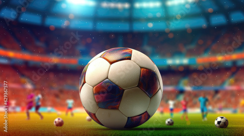 soccer ball on the stadium