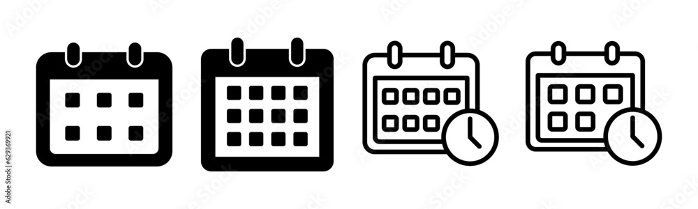 Calendar icon set illustration. Calender sign and symbol. Schedule icon symbol Calendar icon set illustration. Calender sign and symbol. Schedule icon symbol
