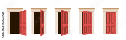 Door opening and closing vector set