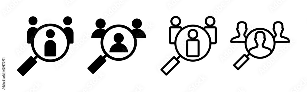 Hiring icon set illustration. Search job vacancy sign and symbol. Human resources concept. Recruitment