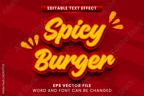 Spicy burger 3d editable vector text effect