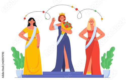 Miss world ceremony vector concept