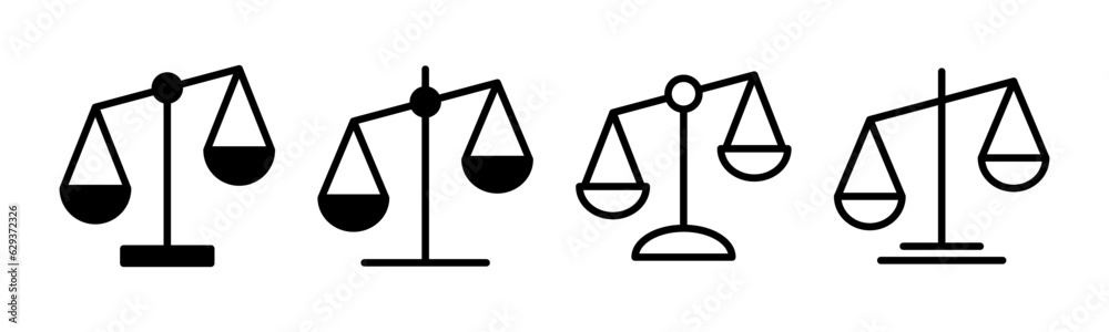 Scales icon set illustration. Law scale icon. Justice sign and symbol Scales icon set illustration. Law scale icon. Justice sign and symbol