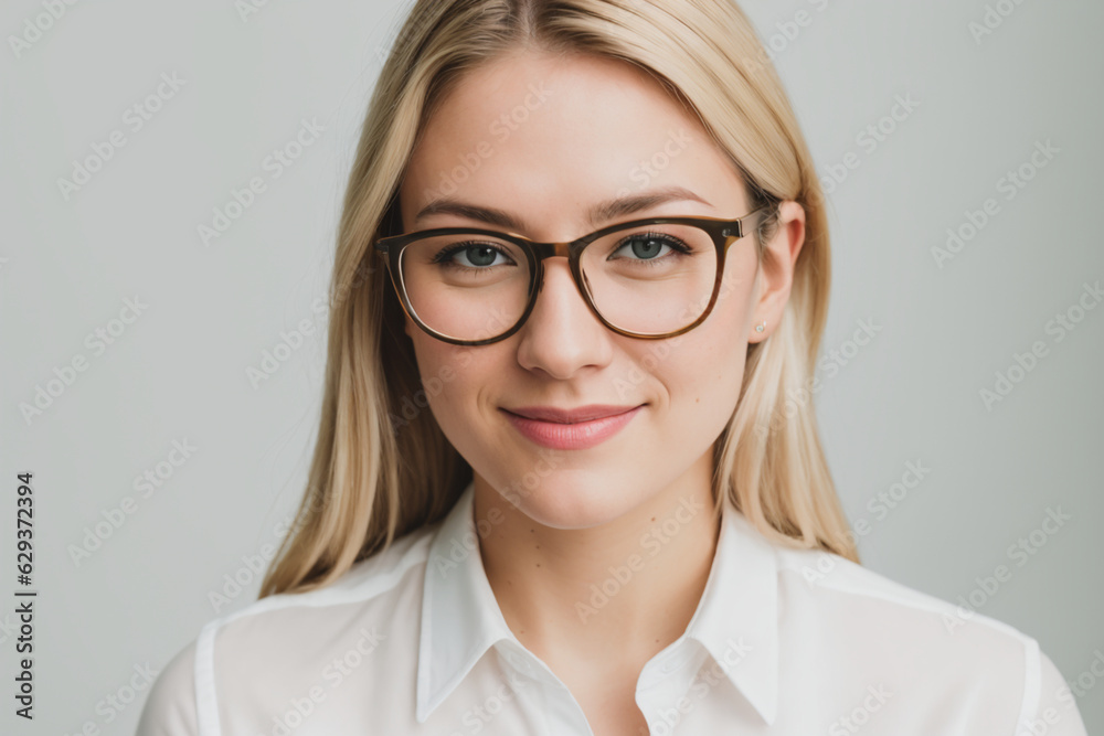 portrait of a woman wearing glasses. Generative AI