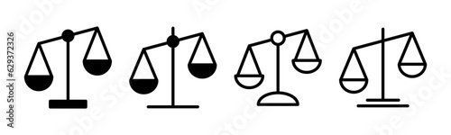 Scales icon set illustration. Law scale icon. Justice sign and symbol