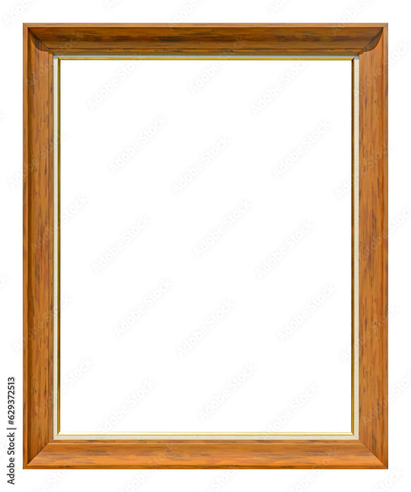 Brown wooden frame isolated on the white background