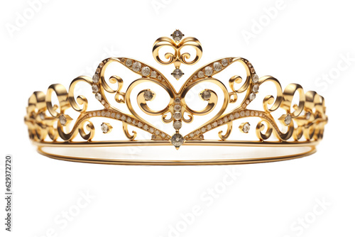 golden tiara isolated on a transparent background, generative ai