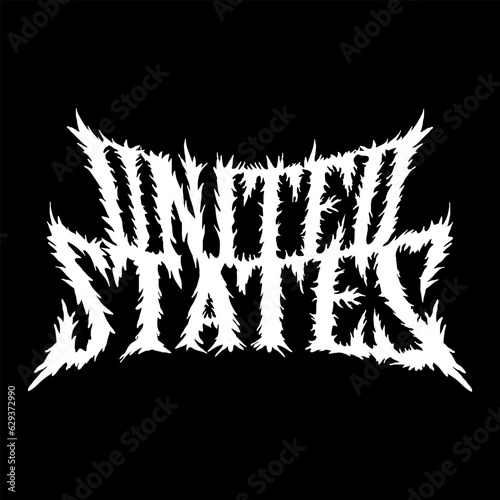 Obraz na plátně united states word with death metal font hand drawing vector isolated on black background