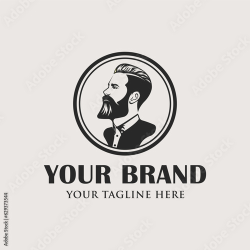 Bearded man logo design illustration
