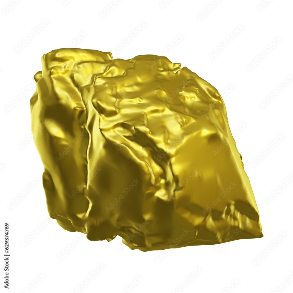 3D gold nugget isolated. 3D gold nugget isolated.