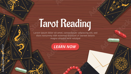 Tarot reading top view vector banner