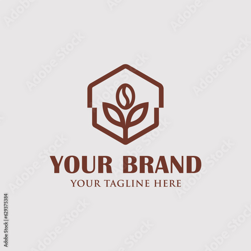 coffee leaves and beans logo vector