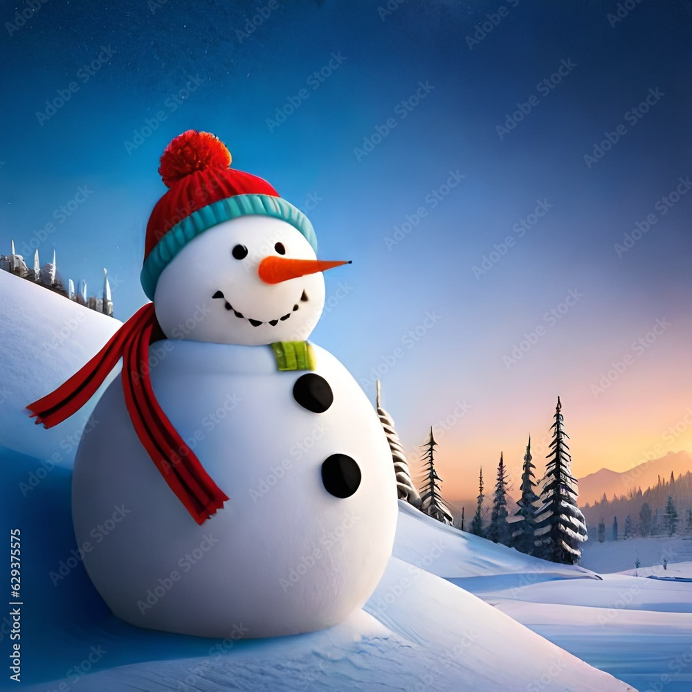 Obraz premium cute snowman, Created using Ai generative