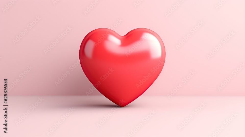 Red heart. Realistic 3d love heart symbol. Illustration
